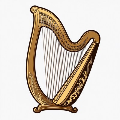 Golden Harp Illustration