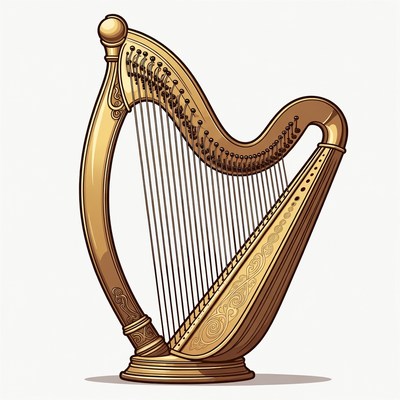 Golden Harp Illustration