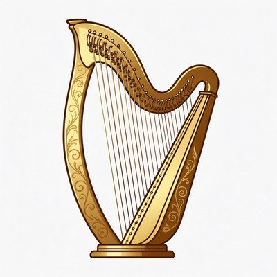 Golden Harp Illustration