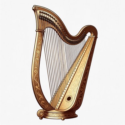 Golden Harp Illustration