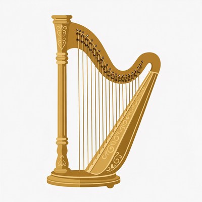 Golden Harp Illustration
