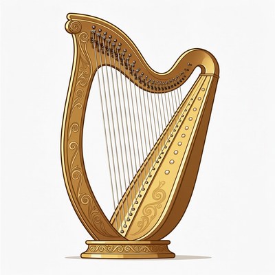 Golden Harp Illustration