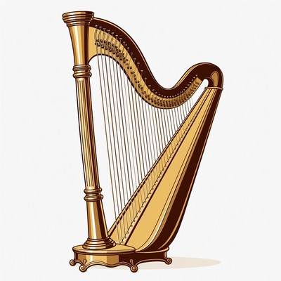 Golden Harp Illustration