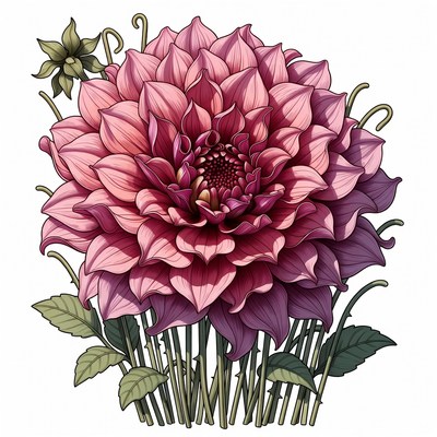 Pink Dahlia Flower Illustration