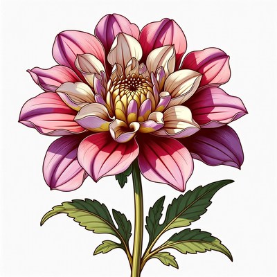 Pink Dahlia Flower Illustration