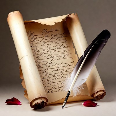Ancient Scroll with Quill Pen