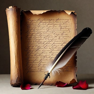 Ancient Scroll with Quill Pen