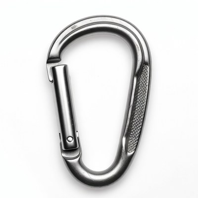 Silver metal carabiner clip