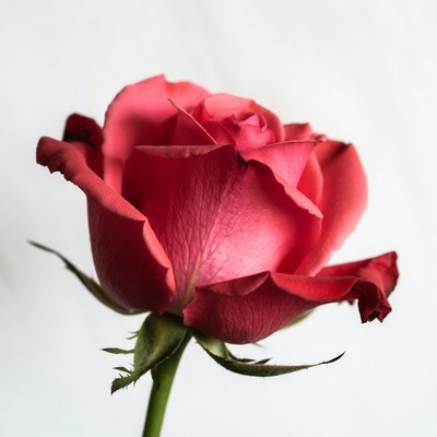 Pink Rose on White Background