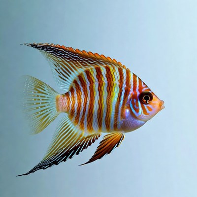 Colorful Angelfish on Blue Background