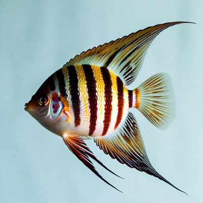 Vibrant Queen Angelfish on Blue Background
