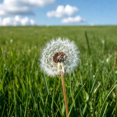 Dandelion in green field