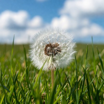 Dandelion in green grass field