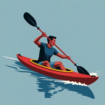 Man kayaking with paddle