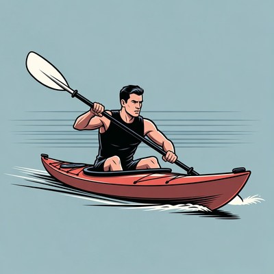 Man kayaking with paddle