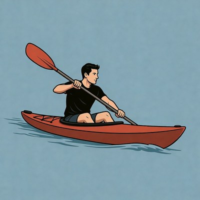 Man kayaking with paddle