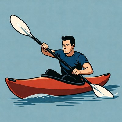 Man kayaking with paddle