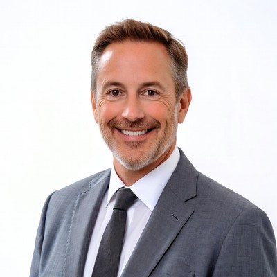 Smiling man in gray suit