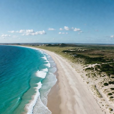 Aerial View Turquoise Ocean Beach Dunes