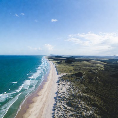 Aerial View Ocean Beach Dunes