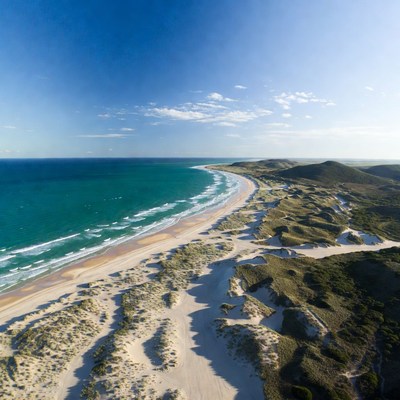 Aerial View of Coastal Beach Dunes