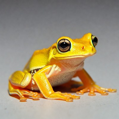 Bright yellow tree frog closeup