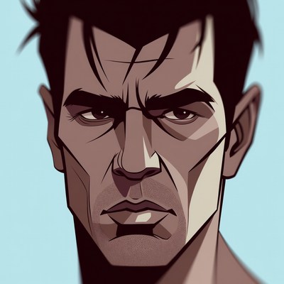 Angry man with intense glare