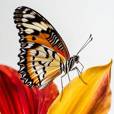 Orange Butterfly on Yellow Leaf