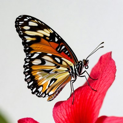 Orange Butterfly on Red Flower