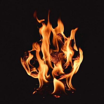 Burning Flames on Black Background