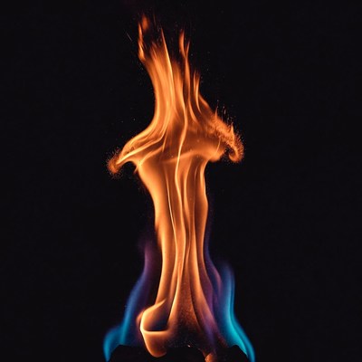 Fiery flame on black background