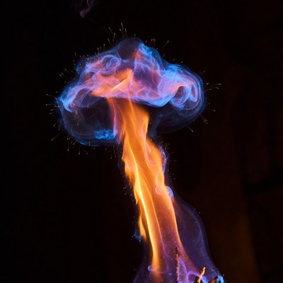 Vibrant Blue Orange Fire Burst
