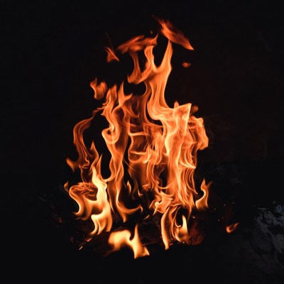 Vibrant Flames Burning on Black Background