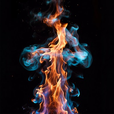 Fiery Blue Cross Flame