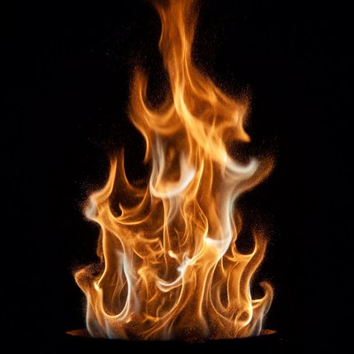 Burning Flames on Black Background