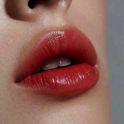 Close-up Asian woman red lips