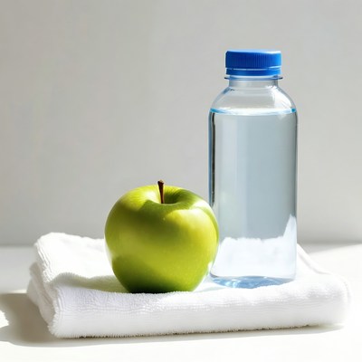 Green Apple and Water Bottle