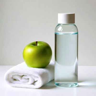 Green Apple with Water Bottle Towel