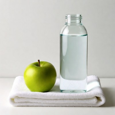Green apple and water bottle
