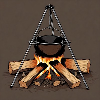 Campfire with Dutch Oven Pot