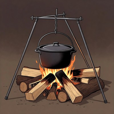 Campfire with Hanging Pot