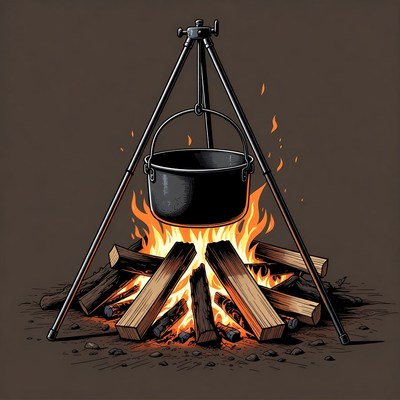 Campfire with Hanging Pot