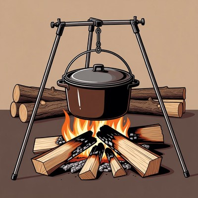 Campfire with Dutch Oven Pot