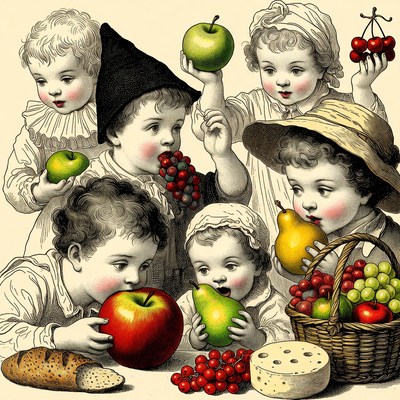 Victorian Children Eating Fruits