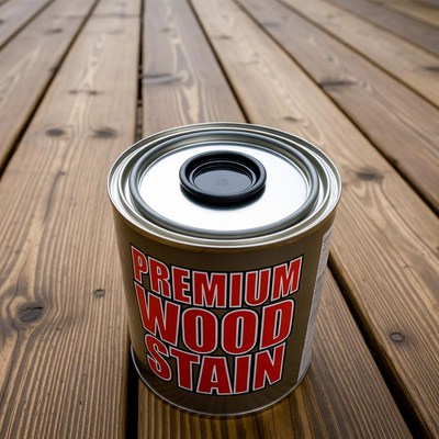 Premium Wood Stain Can on Deck