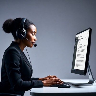 African-American woman customer service agent working
