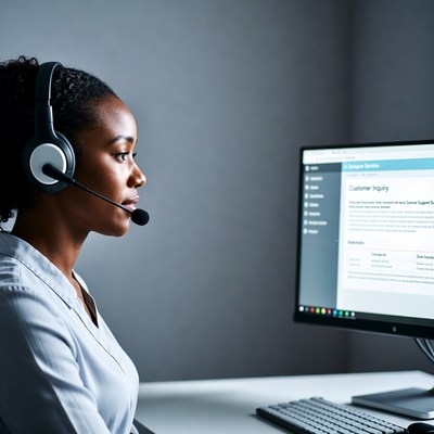 African-American woman on customer service call