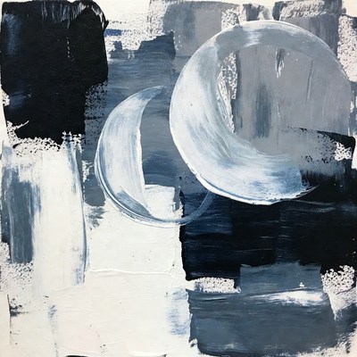 Abstract Gray Moon Painting