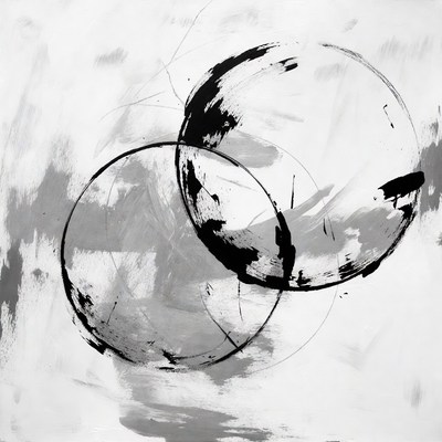 Overlapping Black Ink Circles Abstract