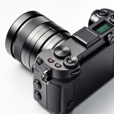 Black Mirrorless Camera with Lens